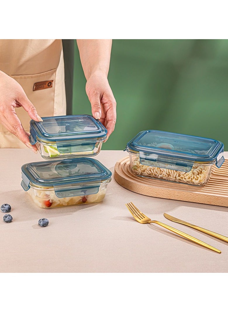 Trendify - 6 Pack Glass Meal Prep Containers With Leakproof Locking Lids Glass Food Storage Containers, 2 Large Size (1200ml) * 2  Medium (800ml) * 2 Small (500ml) - Image 1
