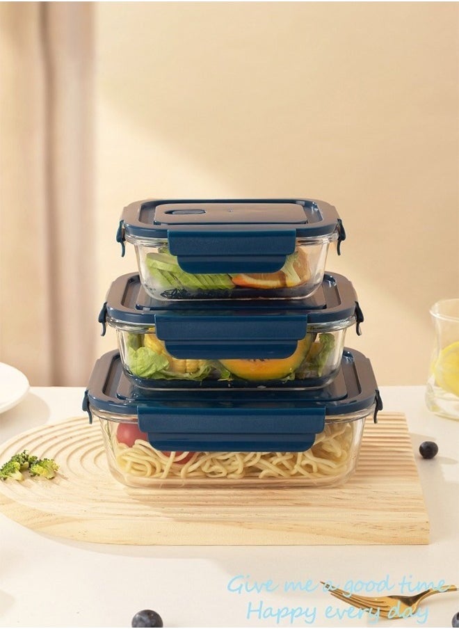 Trendify - 6 Pack Glass Meal Prep Containers With Leakproof Locking Lids Glass Food Storage Containers, 2 Large Size (1200ml) * 2  Medium (800ml) * 2 Small (500ml) - Image 1