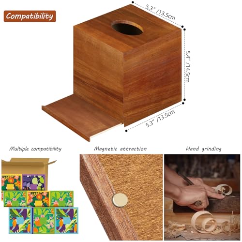 BIBELUN Square Tissue Box Cover, Acacia Wood Tissue Box Holder for Desktop Nightstand Bathroom Office, Decorative Facial Tissue Cube Box Cover/Organizer for Modern Home Decor - Image 3