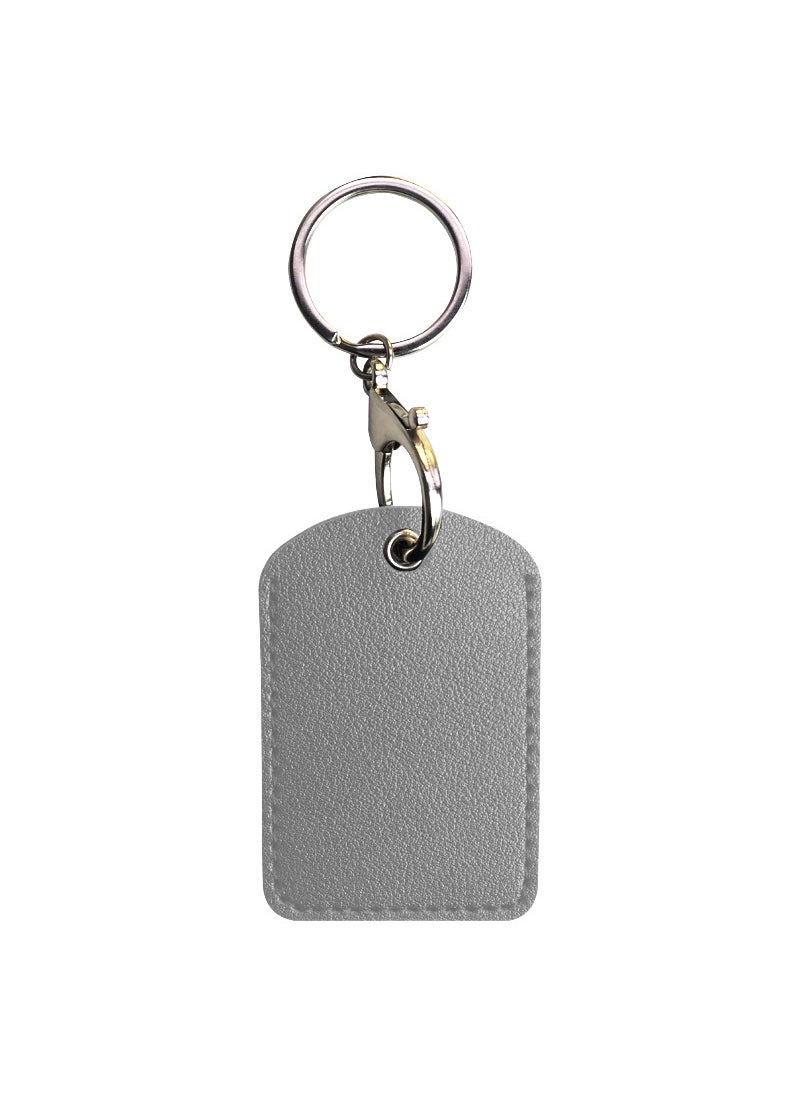 Generic PU Leather Drop Keychain Card Holder gray rectangle 