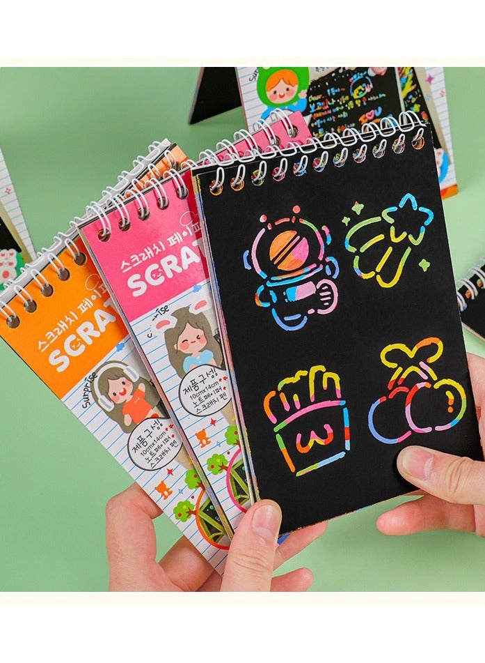 Scratch Art Books Set Creative Gift,Rainbow Magic Scratch Paper for Kids (4 books with Wooden Pen) - Image 4