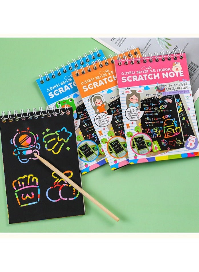Scratch Art Books Set Creative Gift,Rainbow Magic Scratch Paper for Kids (4 books with Wooden Pen) - Image 3