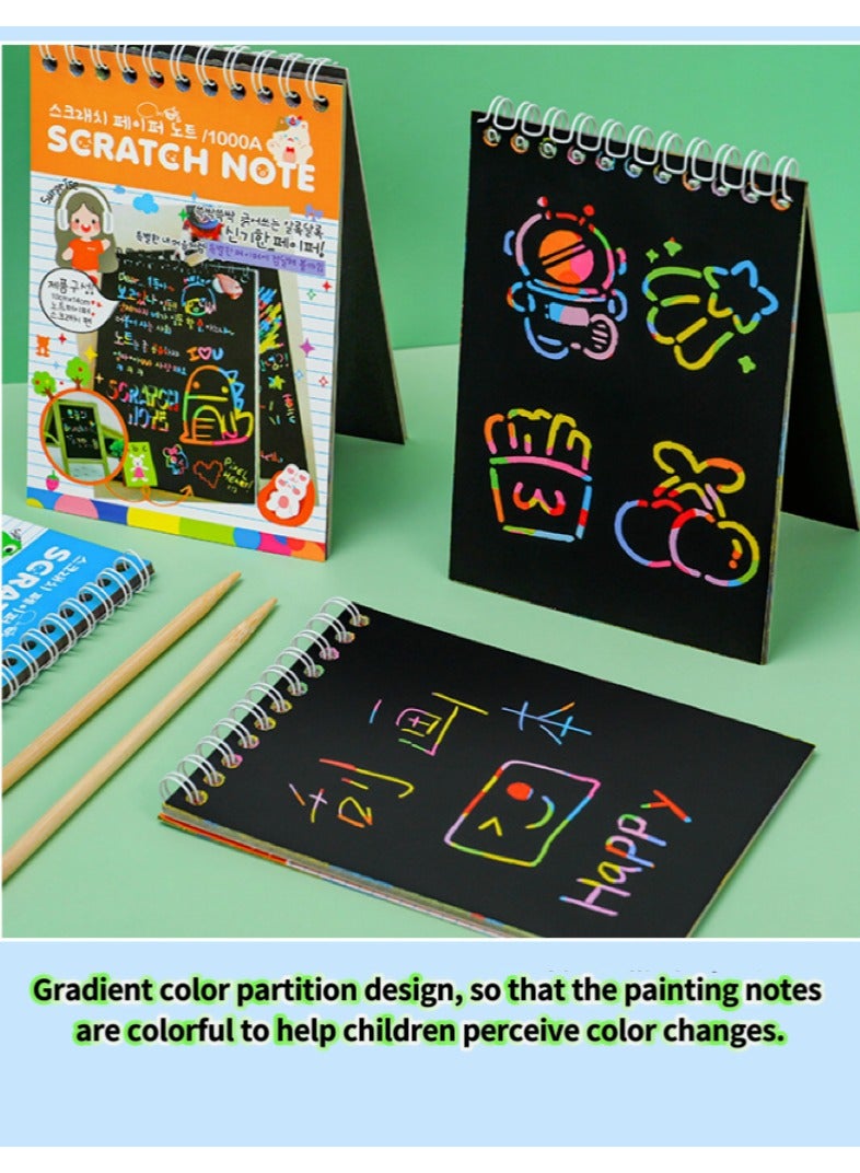 Scratch Art Books Set Creative Gift,Rainbow Magic Scratch Paper for Kids (4 books with Wooden Pen) - Image 2
