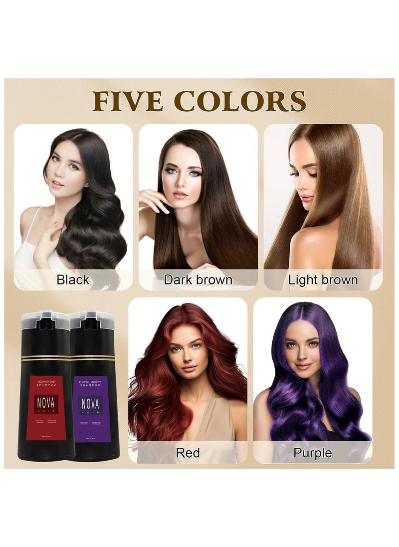 NOVA Hair Dye Shampoo Natural Instant Color for Gray Coverage,Safe, Unisex Formula, For Hair Care 3 in 1, Herbal Ingredients, Keeping Hair Healthy and Shiny (Dark Brown)  - Image 2