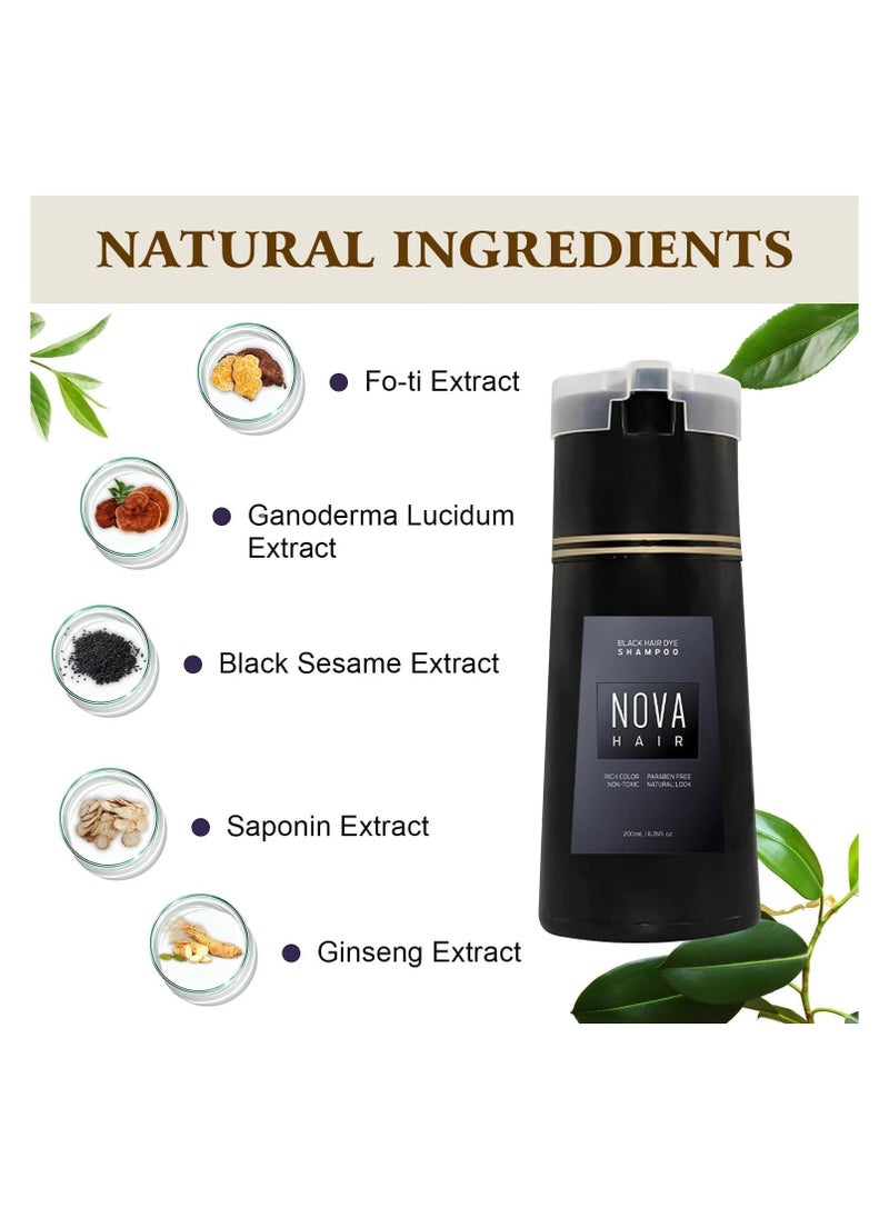 NOVA Hair Dye Shampoo Natural Instant Color for Gray Coverage,Safe, Unisex Formula, For Hair Care 3 in 1, Herbal Ingredients, Keeping Hair Healthy and Shiny (Dark Brown)  - Image 5