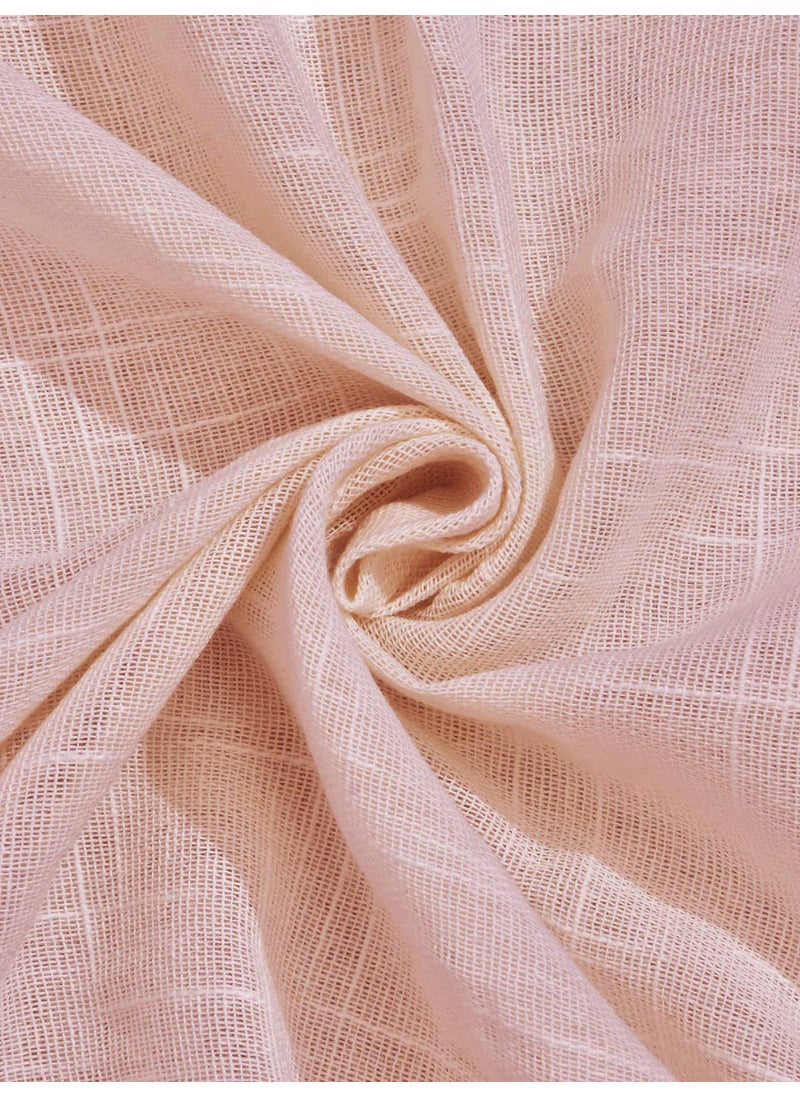 LINENWALAS LINENWALAS Cotton Linen Solid Sheer Curtain Set with Eyelet Rings Non Blackout Window Curtain Set of 2 Baby Pink 4.5ft x5ft,Grommet Curtains  - Image 2