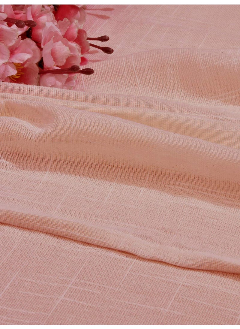 LINENWALAS LINENWALAS Cotton Linen Solid Sheer Curtain Set with Eyelet Rings Non Blackout Window Curtain Set of 2 Baby Pink 4.5ft x5ft,Grommet Curtains  - Image 5