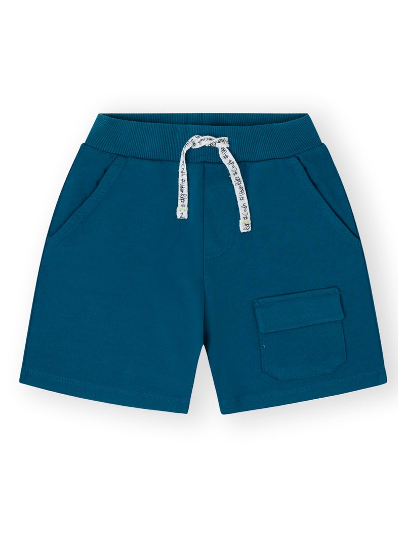 CANADA HOUSE Soft and Comfortable Pacific Blue Terry Cotton Bermuda Shorts For Boys  - Image 1