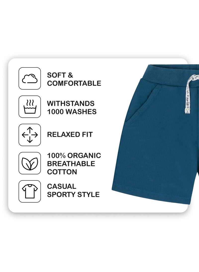 CANADA HOUSE Soft and Comfortable Pacific Blue Terry Cotton Bermuda Shorts For Boys  - Image 3