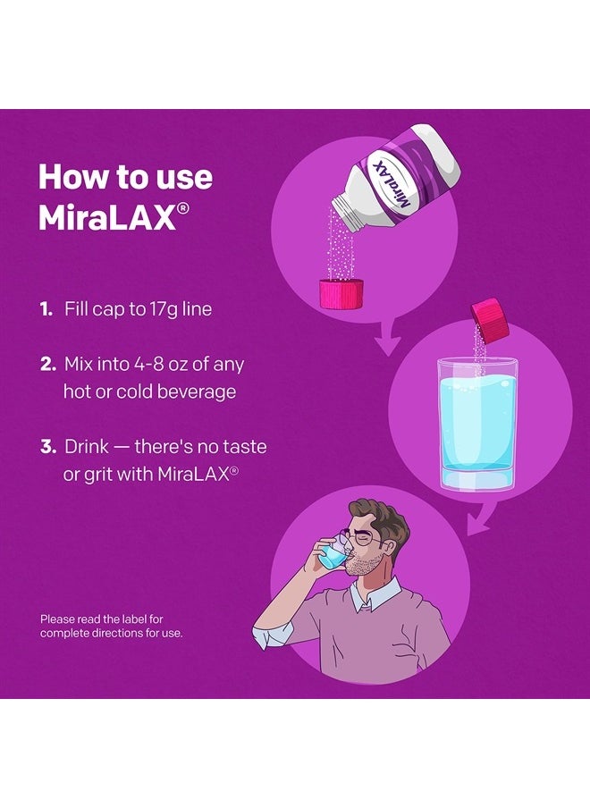 MiraLAX Gentle Constipation Relief Laxative Powder with Stirrer, Stool Softener with PEG 3350, No Harsh Side Effects, Osmotic Laxative, #1 Physician Recommended, 14 Dose  - Image 5