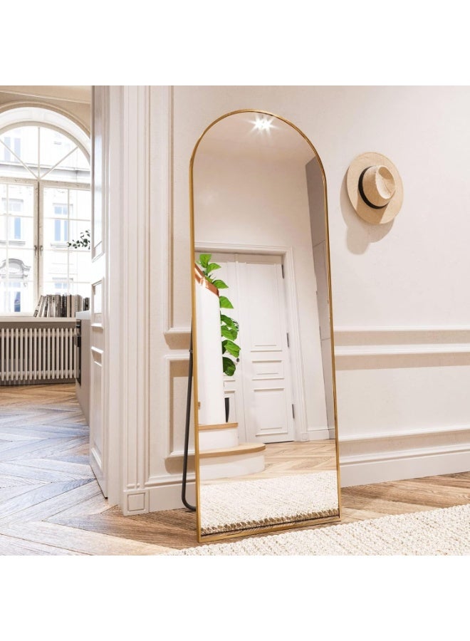 Decorhills Arched Full Length Mirror 165x60 cm | Modern Gold Aluminum Frame | Wall Mounted & Floor Standing Mirror | Large Bedroom Dressing Mirror | Full Body Mirror for Living Room & Home Office - Image 2