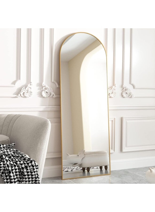 Decorhills Arched Full Length Mirror 165x60 cm | Modern Gold Aluminum Frame | Wall Mounted & Floor Standing Mirror | Large Bedroom Dressing Mirror | Full Body Mirror for Living Room & Home Office - Image 3