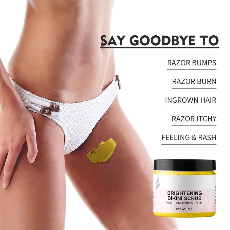 YAFUSIPE مقشر منطقة البيكيني مقشر الجسم بالكركم مقشر كوجيك مزيل البثور مقشر الجسم KP علاج الشعر الناشئ مقشرات الجسم للفخذين الداخليين خط البيكيني المنطقة الحميمة الإبط 5.29 أونصة - Image 4