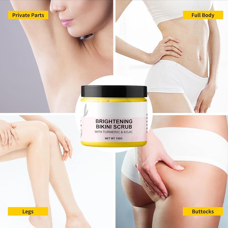 YAFUSIPE مقشر منطقة البيكيني مقشر الجسم بالكركم مقشر كوجيك مزيل البثور مقشر الجسم KP علاج الشعر الناشئ مقشرات الجسم للفخذين الداخليين خط البيكيني المنطقة الحميمة الإبط 5.29 أونصة - Image 2