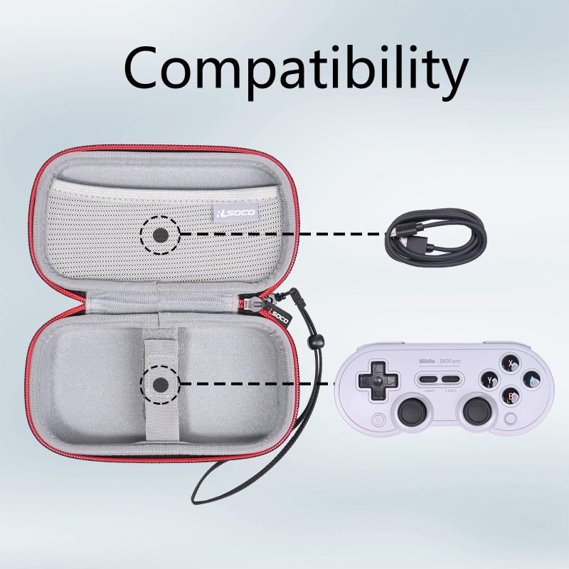 RLSOCO Carrying Case for 8Bitdo SN30 Pro/M30/Micro Bluetooth Controller & GENKI x 8BitDo PocketPro Portable Wireless Game Controller (Case Only) - Image 5