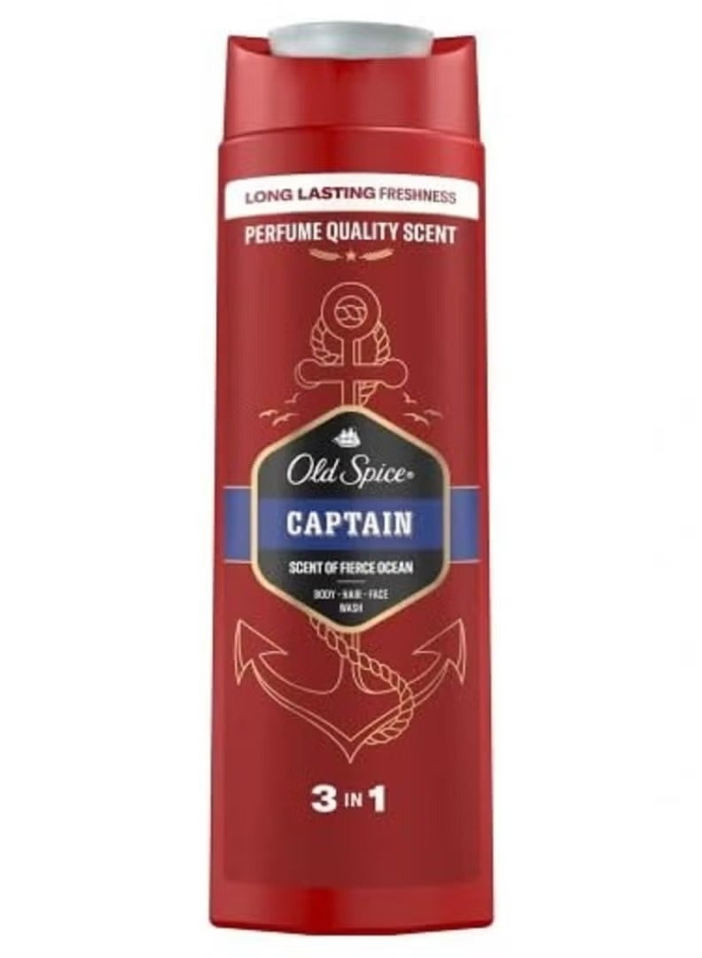 أولد سبايس غسول الجسم والشعر والوجه كابتن أولد سبايس 3 في 1، 400 مل