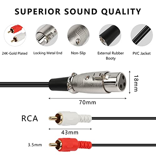 MEIRIYFA XLR to 2RCA Y Splitter Patch Cable - 1.5m (XLR Female to 2 RCA) - Image 3