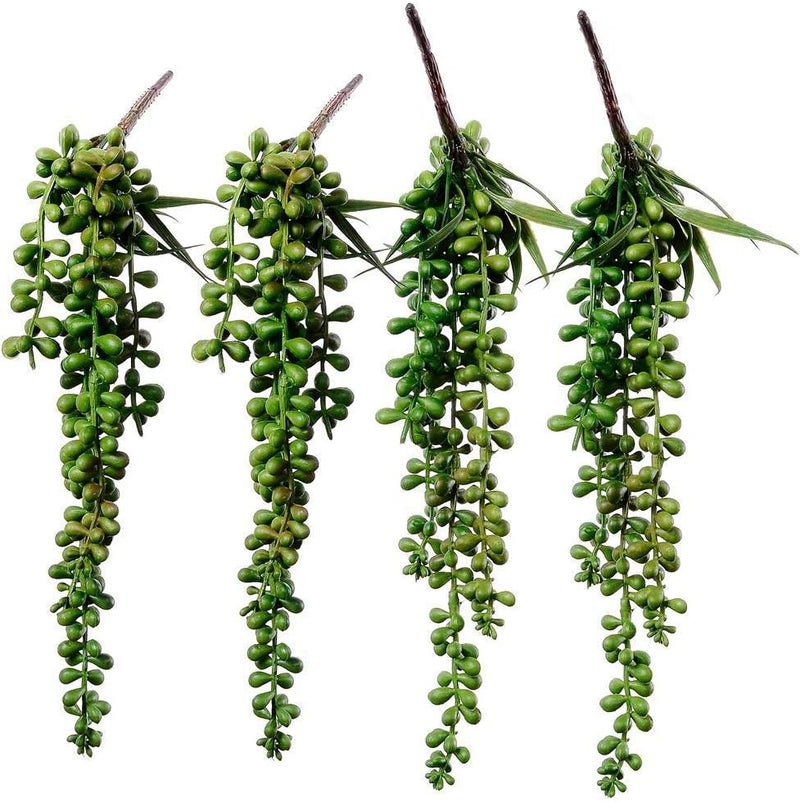Supla 4 Pcs artificial hanging string of pearls plant fake succulent hanging Artificial Succulent Plants, String of Pearls, 34cm Hanging Basketplant, Lover Tears Plants - Image 1