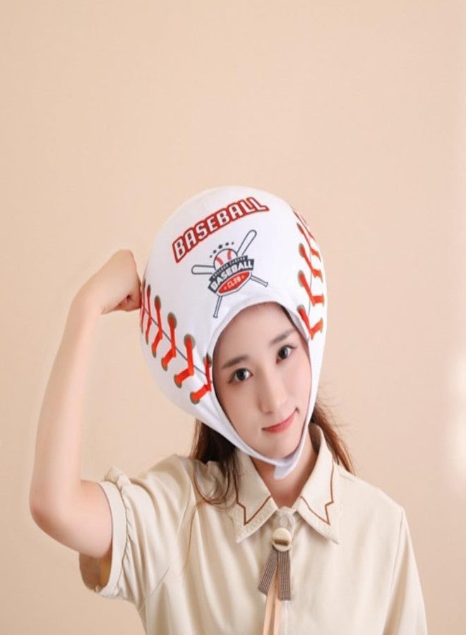 HIPIHOM Plush Sports Headgear Hat Halloween Hat Funny Novelty Toy Photo Props Warm Cosplay Costume Head Accessories for Party (Baseball) - Image 2