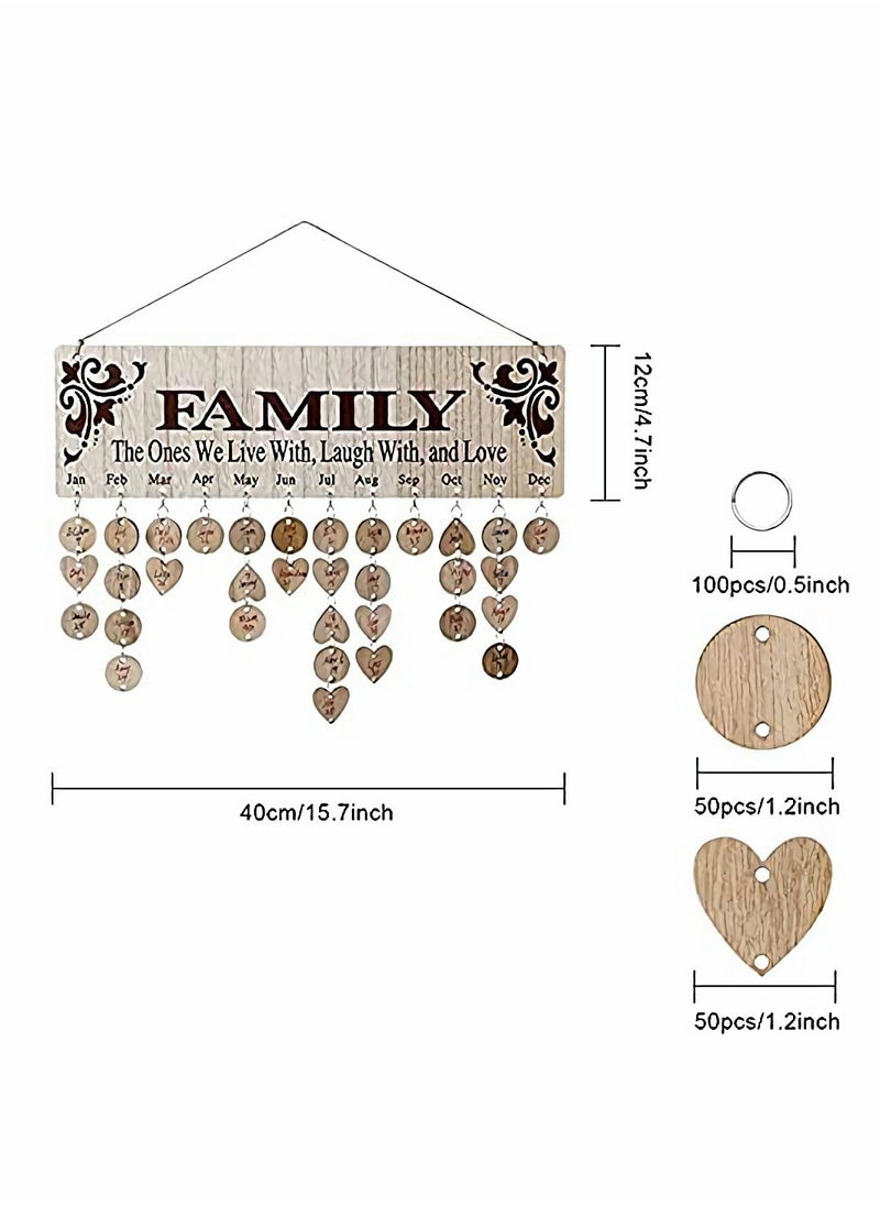 Generic - Personalized Wooden Family Birthday Calendar - Perfect Gift for Mom, Dad, and Grandma with 100 Tags for Easy Tracking - Ideal for Mother's and Father's Day Decorations - Image 1