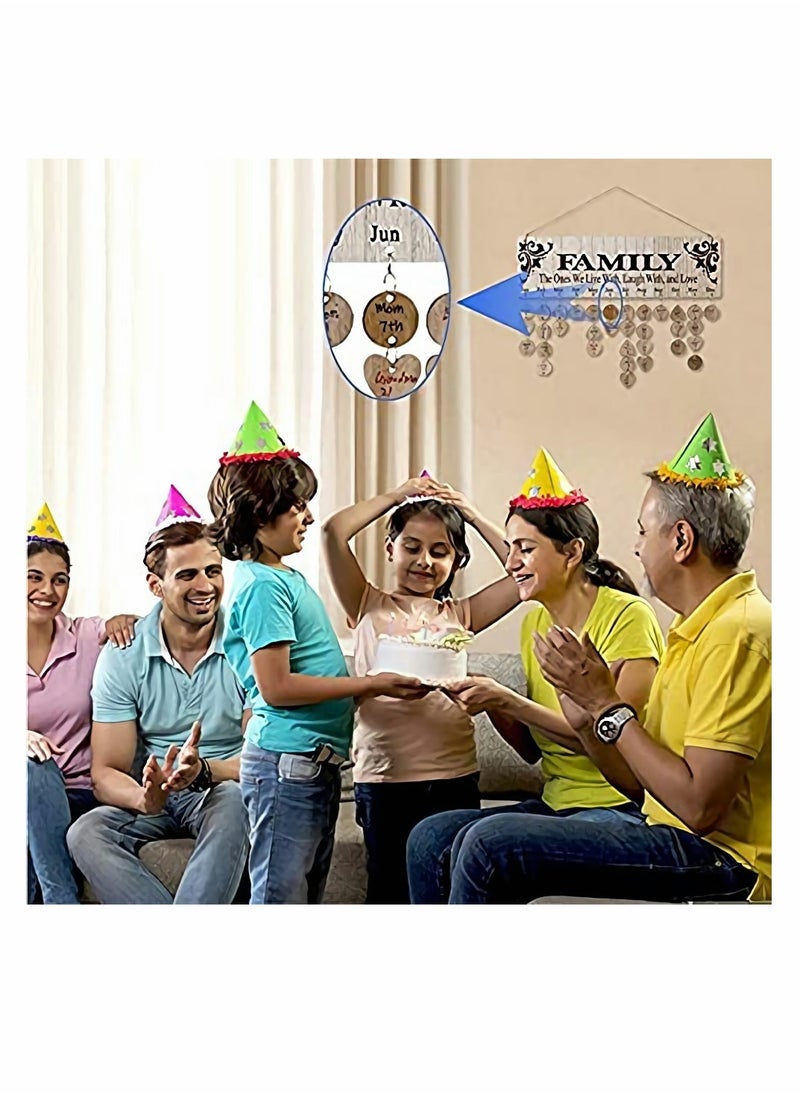 Generic - Personalized Wooden Family Birthday Calendar - Perfect Gift for Mom, Dad, and Grandma with 100 Tags for Easy Tracking - Ideal for Mother's and Father's Day Decorations - Image 1