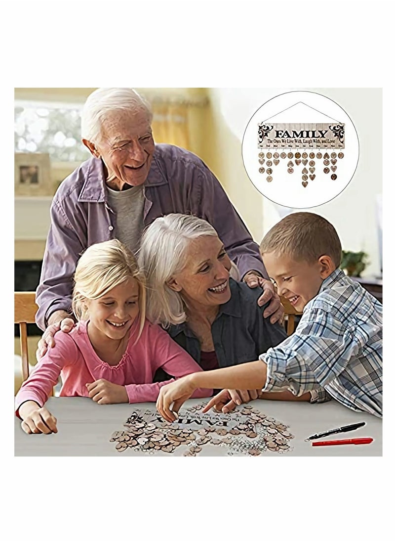 Generic - Personalized Wooden Family Birthday Calendar - Perfect Gift for Mom, Dad, and Grandma with 100 Tags for Easy Tracking - Ideal for Mother's and Father's Day Decorations - Image 1
