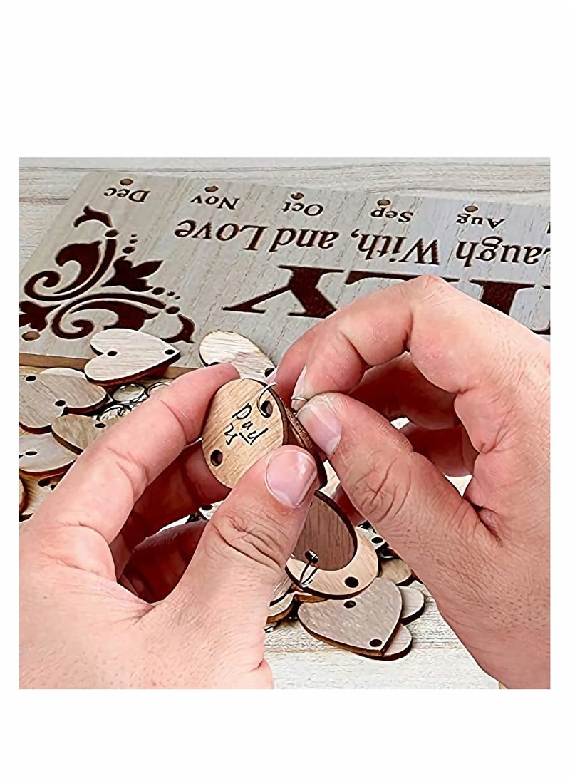 Generic - Personalized Wooden Family Birthday Calendar - Perfect Gift for Mom, Dad, and Grandma with 100 Tags for Easy Tracking - Ideal for Mother's and Father's Day Decorations - Image 1