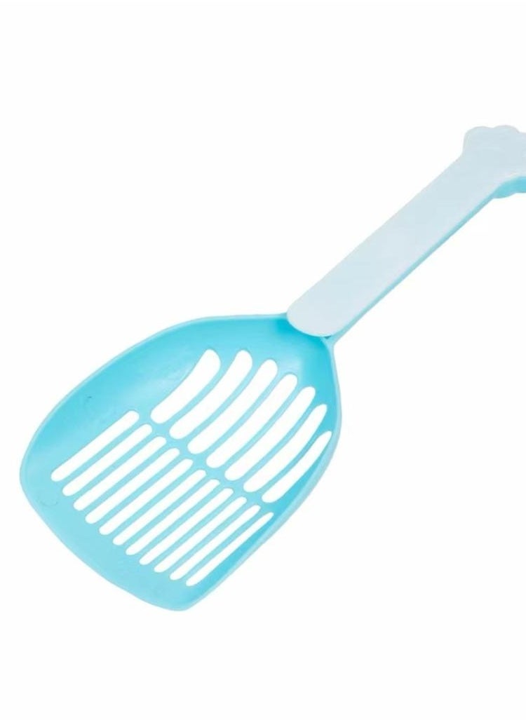 HAPPY PUSS - cat litter scoop, plastic cat litter pet shovel, durable pet poop scoop, with long and strong plastic white handle, litter cleaning Tool, stylish pet accessories, cat paw design- blue color - Image 1