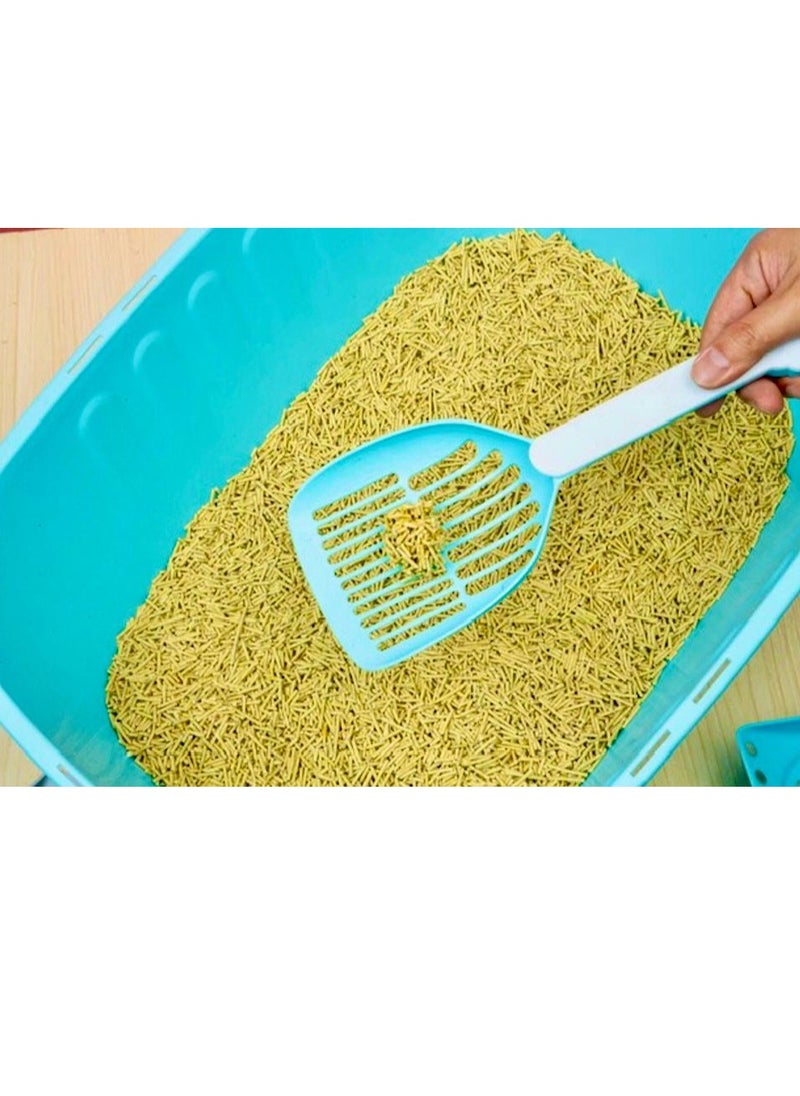 HAPPY PUSS - cat litter scoop, plastic cat litter pet shovel, durable pet poop scoop, with long and strong plastic white handle, litter cleaning Tool, stylish pet accessories, cat paw design- blue color - Image 1