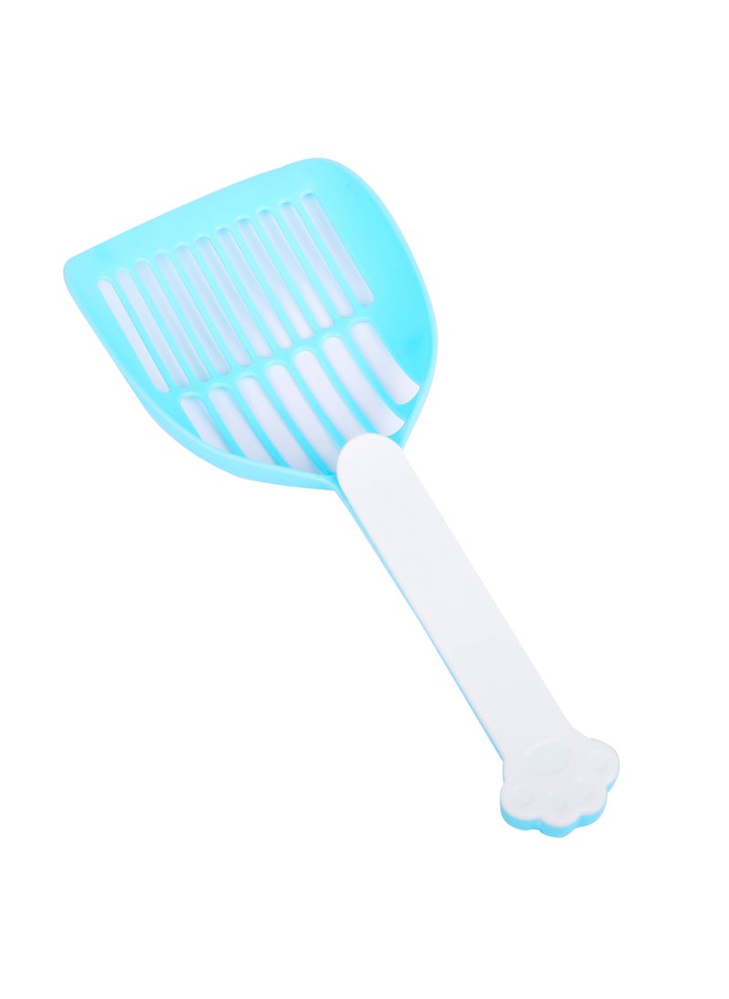 HAPPY PUSS - cat litter scoop, plastic cat litter pet shovel, durable pet poop scoop, with long and strong plastic white handle, litter cleaning Tool, stylish pet accessories, cat paw design- blue color - Image 1