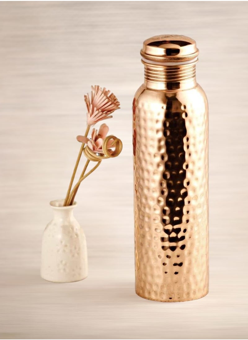 Ak Brass Products Hammered Copper Water Bottle Premium Hydration for 1000ml  - Image 1