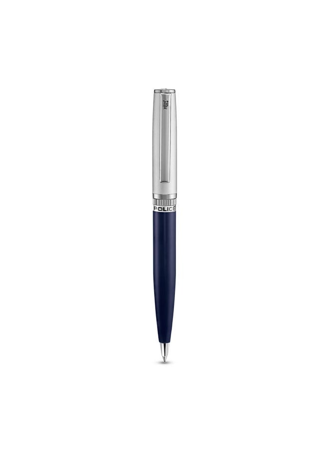 POLICE Vivaldi Stainless Steel Trims Twist Ballpoint Pen for Men, Blue Ink - Image 1