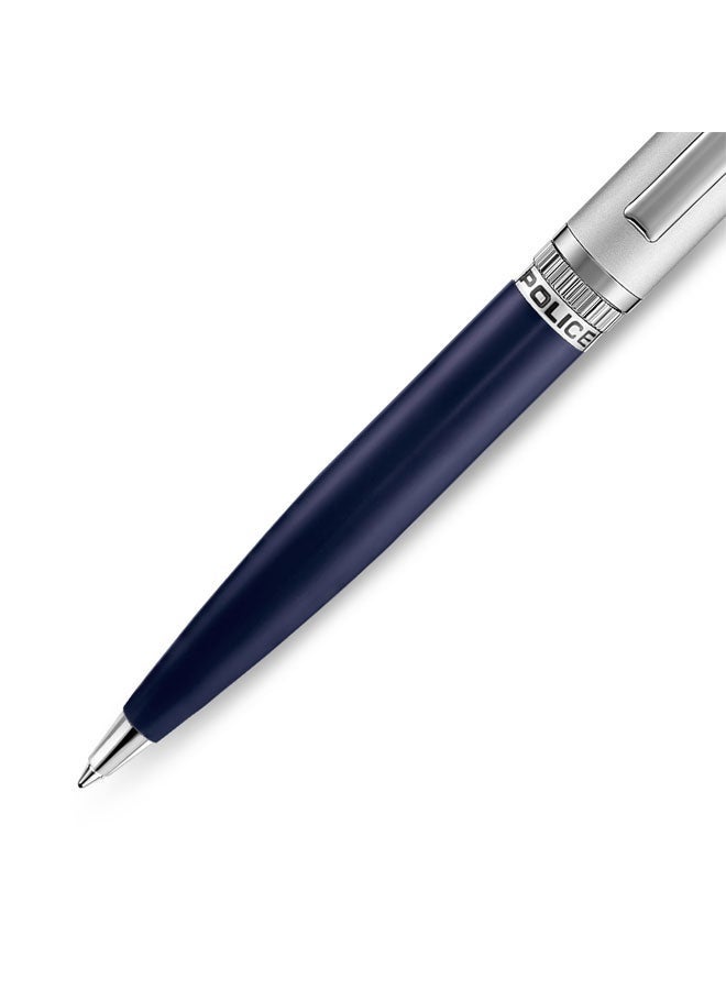POLICE Vivaldi Stainless Steel Trims Twist Ballpoint Pen for Men, Blue Ink - Image 2
