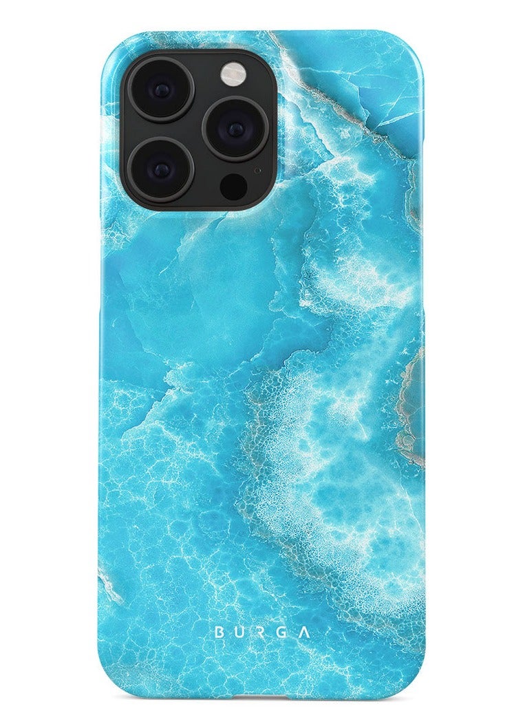 BURGA iPhone 15 Pro Case, 2 Piece Hard Shell + TPU Silicone Interior, Shock Absorption, All Port Accessible, Raised Bezel For Screen & Camera Protection, Never Fading HQ Print, Ocean Waves  - Image 1