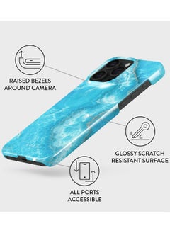 BURGA iPhone 15 Pro Case, 2 Piece Hard Shell + TPU Silicone Interior, Shock Absorption, All Port Accessible, Raised Bezel For Screen & Camera Protection, Never Fading HQ Print, Ocean Waves  - Image 3