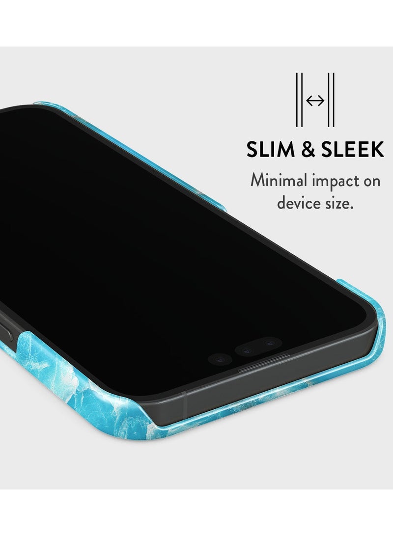 BURGA iPhone 15 Pro Case, 2 Piece Hard Shell + TPU Silicone Interior, Shock Absorption, All Port Accessible, Raised Bezel For Screen & Camera Protection, Never Fading HQ Print, Ocean Waves  - Image 4