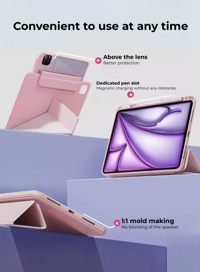 iPad 11th Generation Case (A16 2025) Case and iPad 10th 10.9 Inch Case With Pen Slot/720 Degree Convenient Magnetic Attachment/Shockproof Y Folding Stand/Auto Sleep/Wake Slim Stand/AED 35 Gift Set Anti-Glare Protective Film/Felt Tablet Pouch -Pink - Image 4