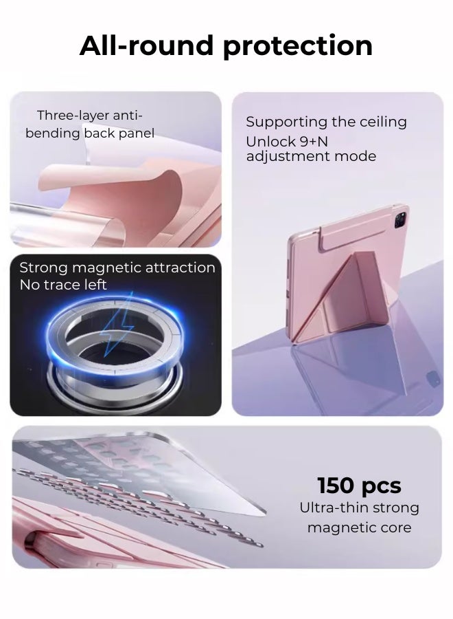 iPad 11th Generation Case (A16 2025) Case and iPad 10th 10.9 Inch Case With Pen Slot/720 Degree Convenient Magnetic Attachment/Shockproof Y Folding Stand/Auto Sleep/Wake Slim Stand/AED 35 Gift Set Anti-Glare Protective Film/Felt Tablet Pouch -Pink - Image 2