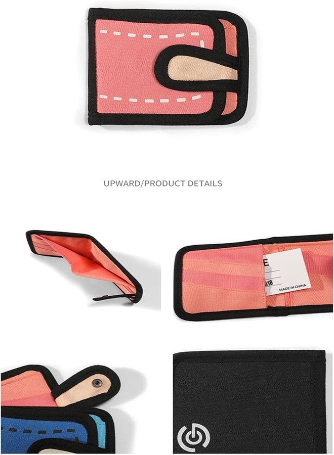 Craoopii Funny 2D Cartoon Wallet Creative Cute Wallet 3D Style 2D Drawing Cartoon Wallet for Women Men (blue) - Image 3
