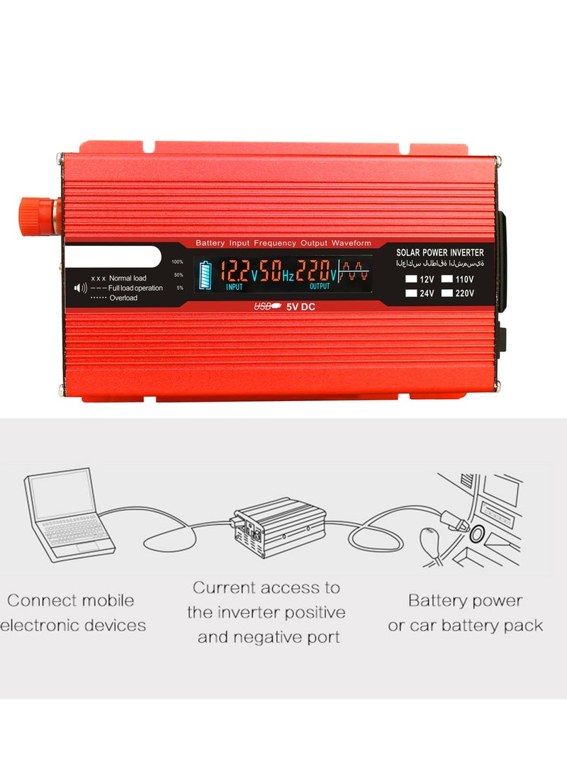 Generic Voltage Converter 1000W 2000W 12V 240V Inverter USB Power Inverter with 1 Socket and LCD Display  - Image 5