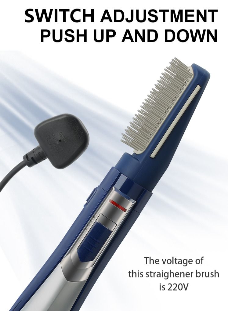 Uliova Hair Straightening Comb ,Blow Dryer Hair Comb ,Electric Hair Straightening Comb (Blue Silver)