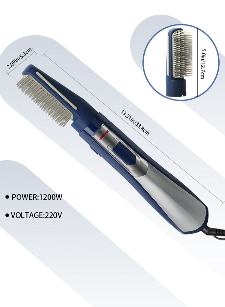 Uliova Hair Straightening Comb ,Blow Dryer Hair Comb ,Electric Hair Straightening Comb (Blue Silver)