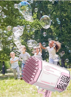 Rocket 69 Holes Bubble Blowing Machine with Colorful Lights and Bubble Flush for Kids Unisex, Outdoor Games, Party and Wedding Events (Pink)  - Image 5