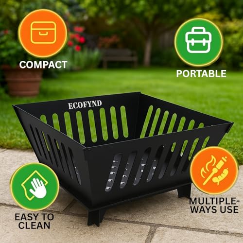 ecofynd Portable Charcoal Fire Pit for Garden, Modern Bonfire Pit Foldable & Compact Fire Bowl Brazier for BBQ, Picnic, Camping, Traveling, Outdoor Cooking, Heavy Duty Angithi for Winter (BBQ003) - Image 4