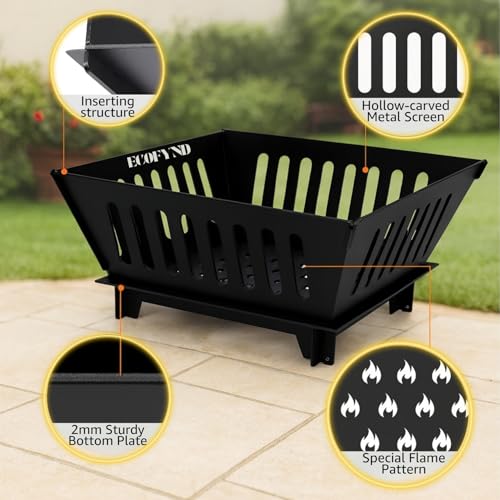 ecofynd Portable Charcoal Fire Pit for Garden, Modern Bonfire Pit Foldable & Compact Fire Bowl Brazier for BBQ, Picnic, Camping, Traveling, Outdoor Cooking, Heavy Duty Angithi for Winter (BBQ003) - Image 3