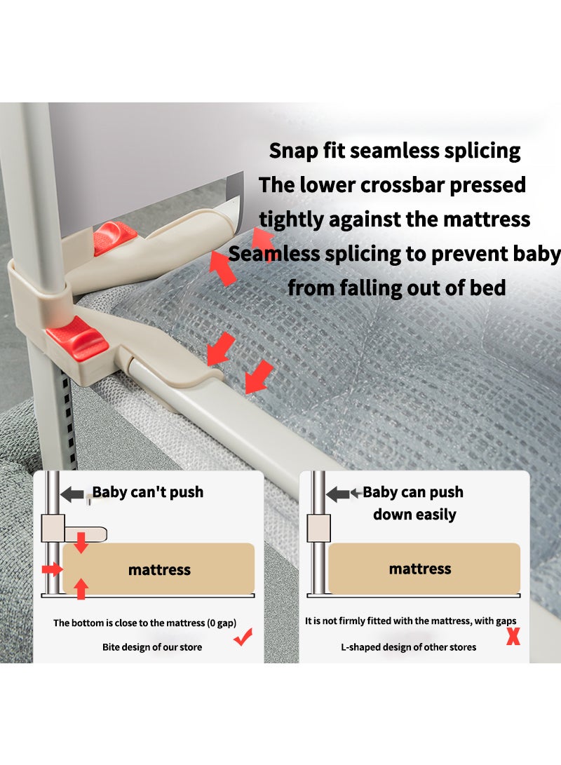 ما بيبي درابزين سرير أمان قابل للفصل للرضع، سياج أمان مع زر مزدوق لقفل الأطفال الصغار - Image 5