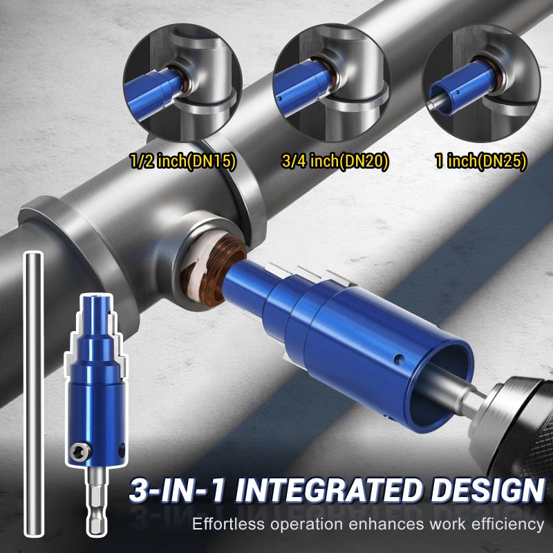 Holimax 1Pack Broken Pipe Extractor Tool for 1/2", 3/4", 1"ï¼ŒBroken Valve Extractor Tool with 40CRV Steel Hex Shank for Removes Rusted/Damaged Faucet Bolts & Angle Valves - Image 4