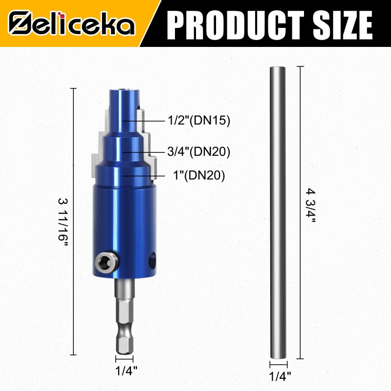 Holimax 1Pack Broken Pipe Extractor Tool for 1/2", 3/4", 1"ï¼ŒBroken Valve Extractor Tool with 40CRV Steel Hex Shank for Removes Rusted/Damaged Faucet Bolts & Angle Valves - Image 2