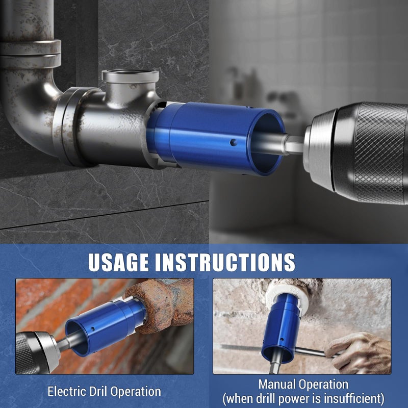 Holimax 1Pack Broken Pipe Extractor Tool for 1/2", 3/4", 1"ï¼ŒBroken Valve Extractor Tool with 40CRV Steel Hex Shank for Removes Rusted/Damaged Faucet Bolts & Angle Valves - Image 3