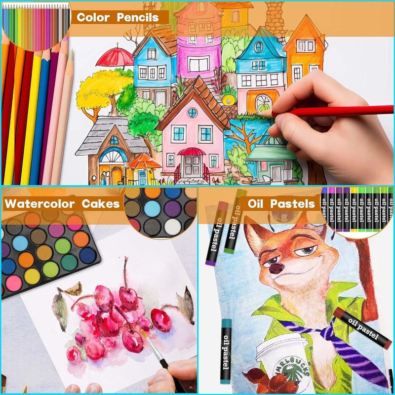 Karp 145 Pcs Dino Saur Design Children Deluxe Art Drawing Set for Kids Case Studio Art and Craft Supplies Drawing and Painting Set Great Gift (Blue) - Image 4